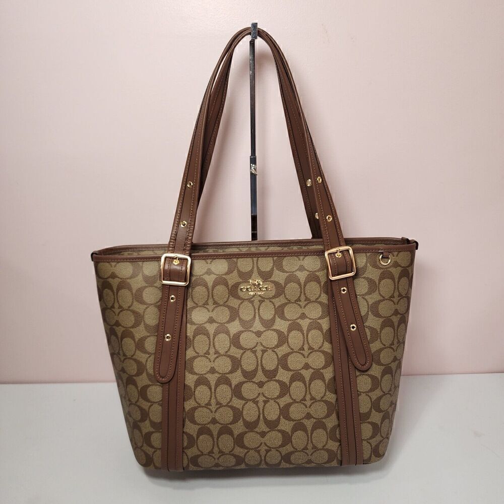 NWT COACH CN328 Signature Canvas/Leather ASHTON TOTE Shoulder Saddle